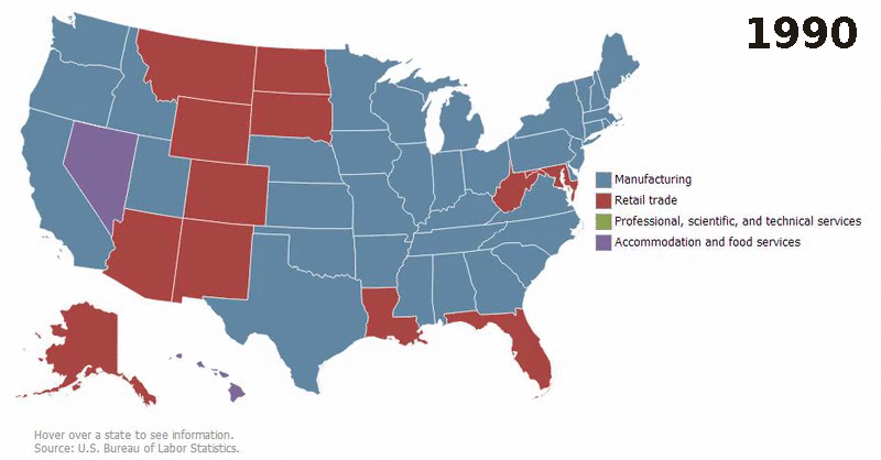 Watch The U S Transition From A Manufacturing Economy To A Service Economy In One Gif The Washington Post