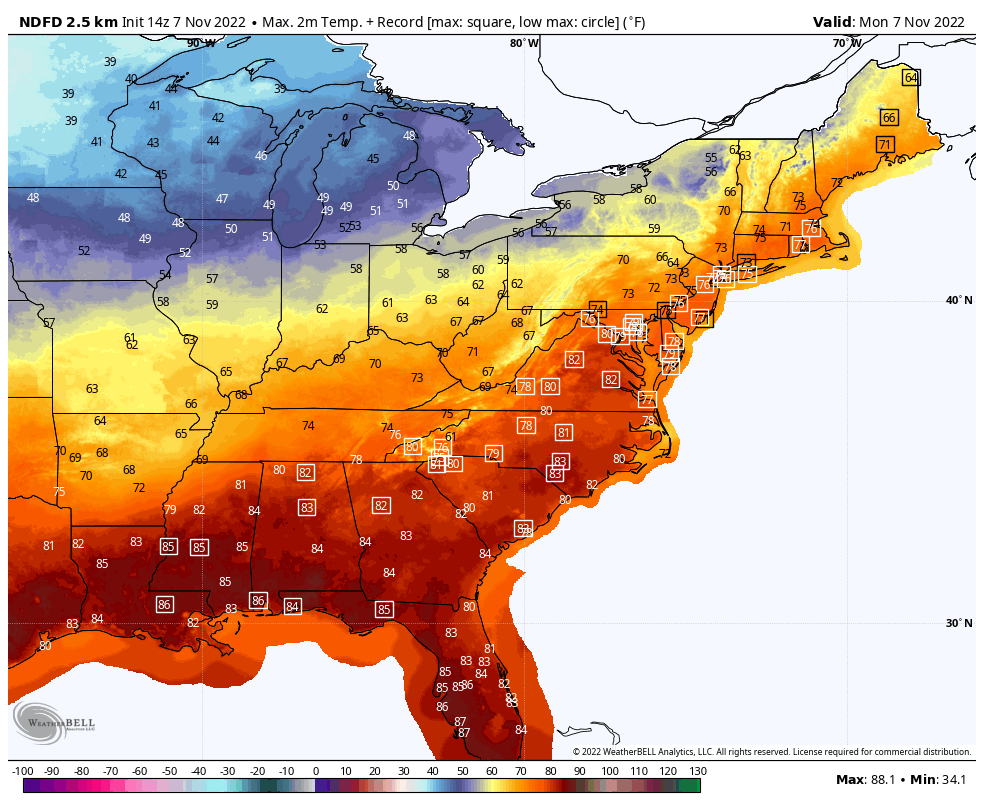 East Coast Heatwave Temps 15-25F Over Normal Moving Into November ...