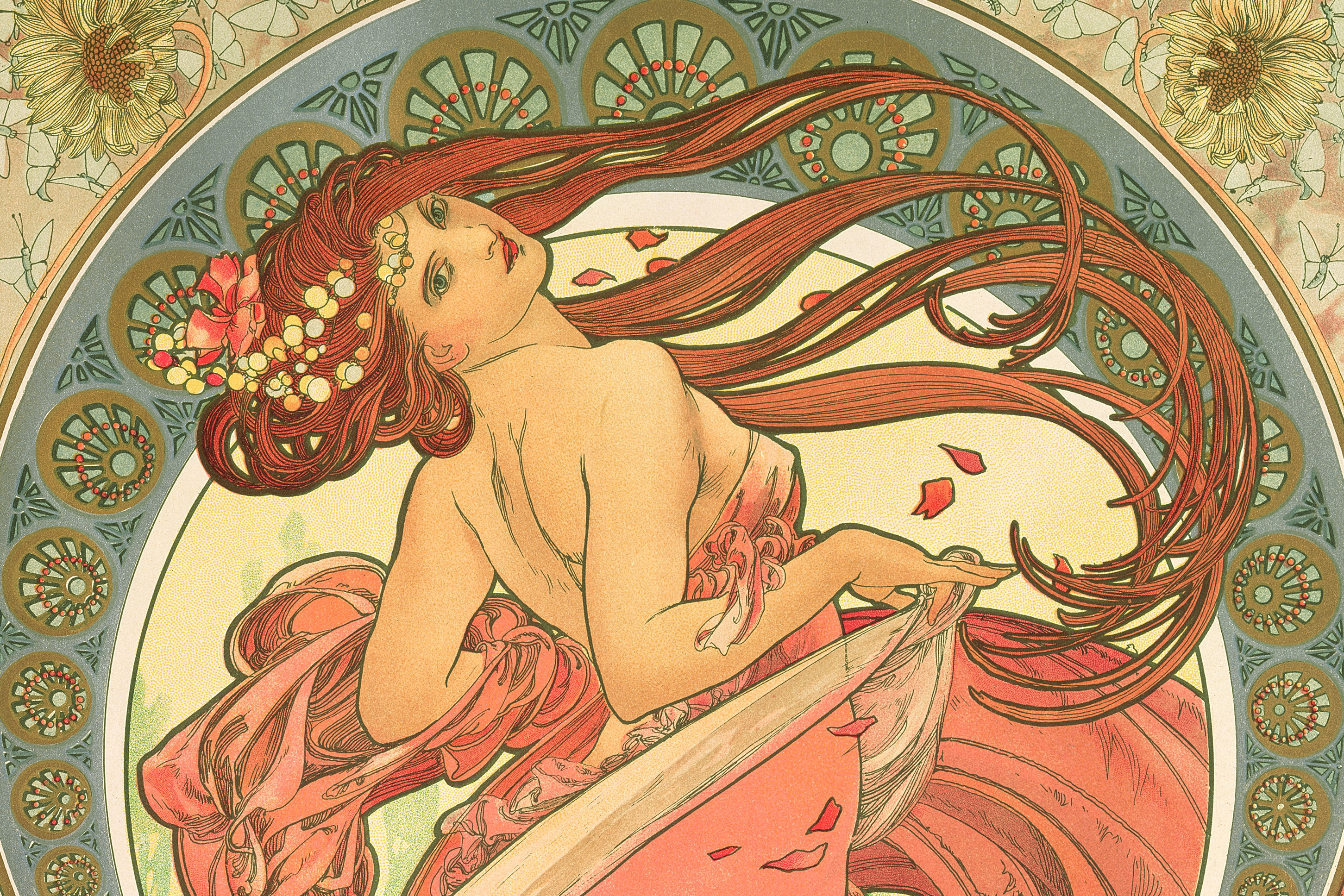 Alphonse Mucha's flowing art nouveau style is still all over