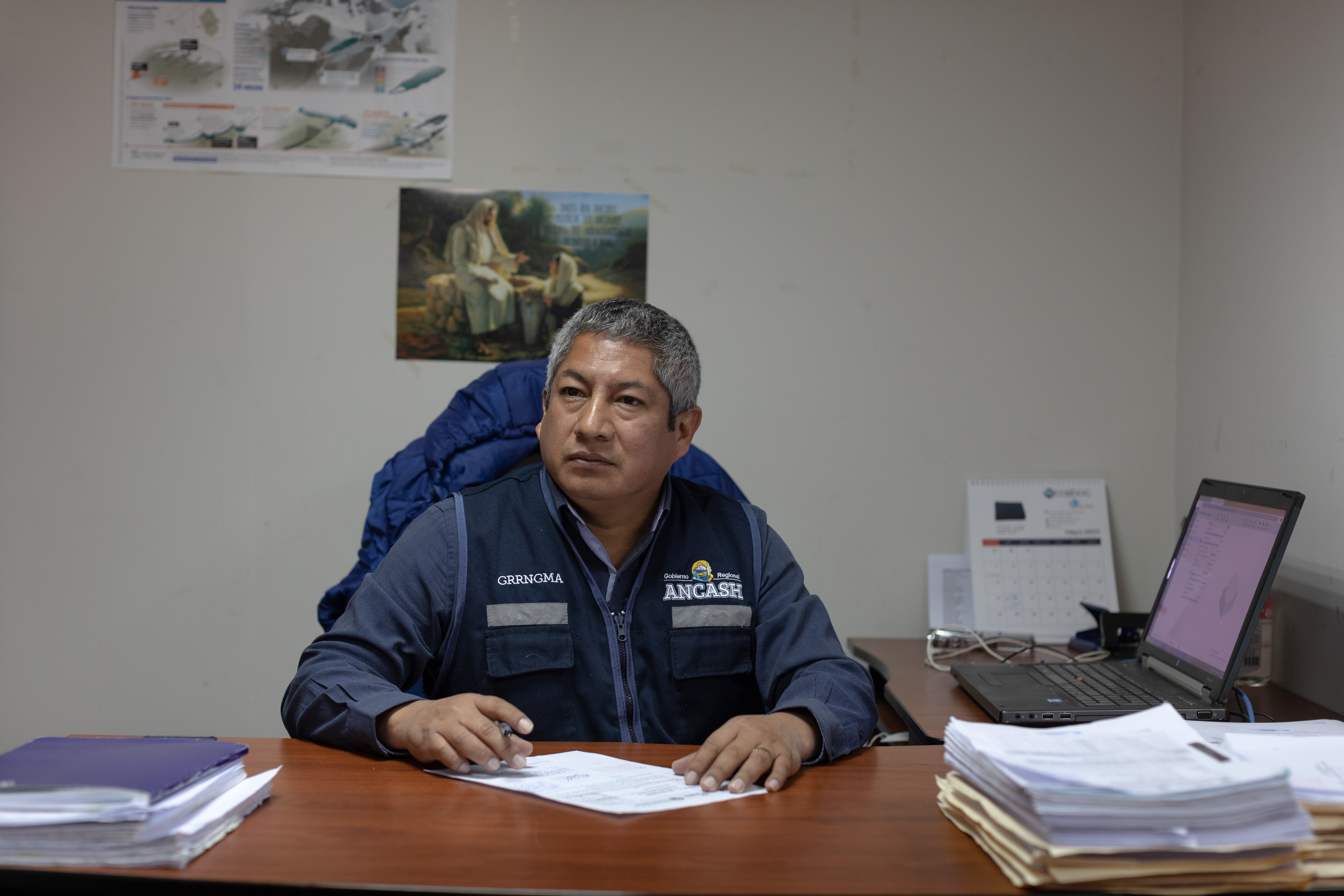 “We are handling [the flood risk] as best we can,” says Melvin Grimaldo Rodriguez Minchola, the director of natural resources and environmental management in the Ancash Regional Govement. 