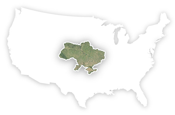How big is Ukraine compared with the United States? - The