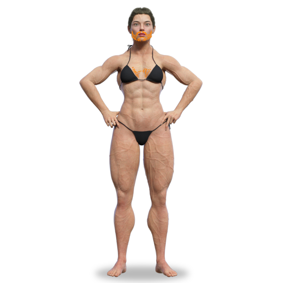 Athlete bodybuilder. Strong athletic woman on steroids with