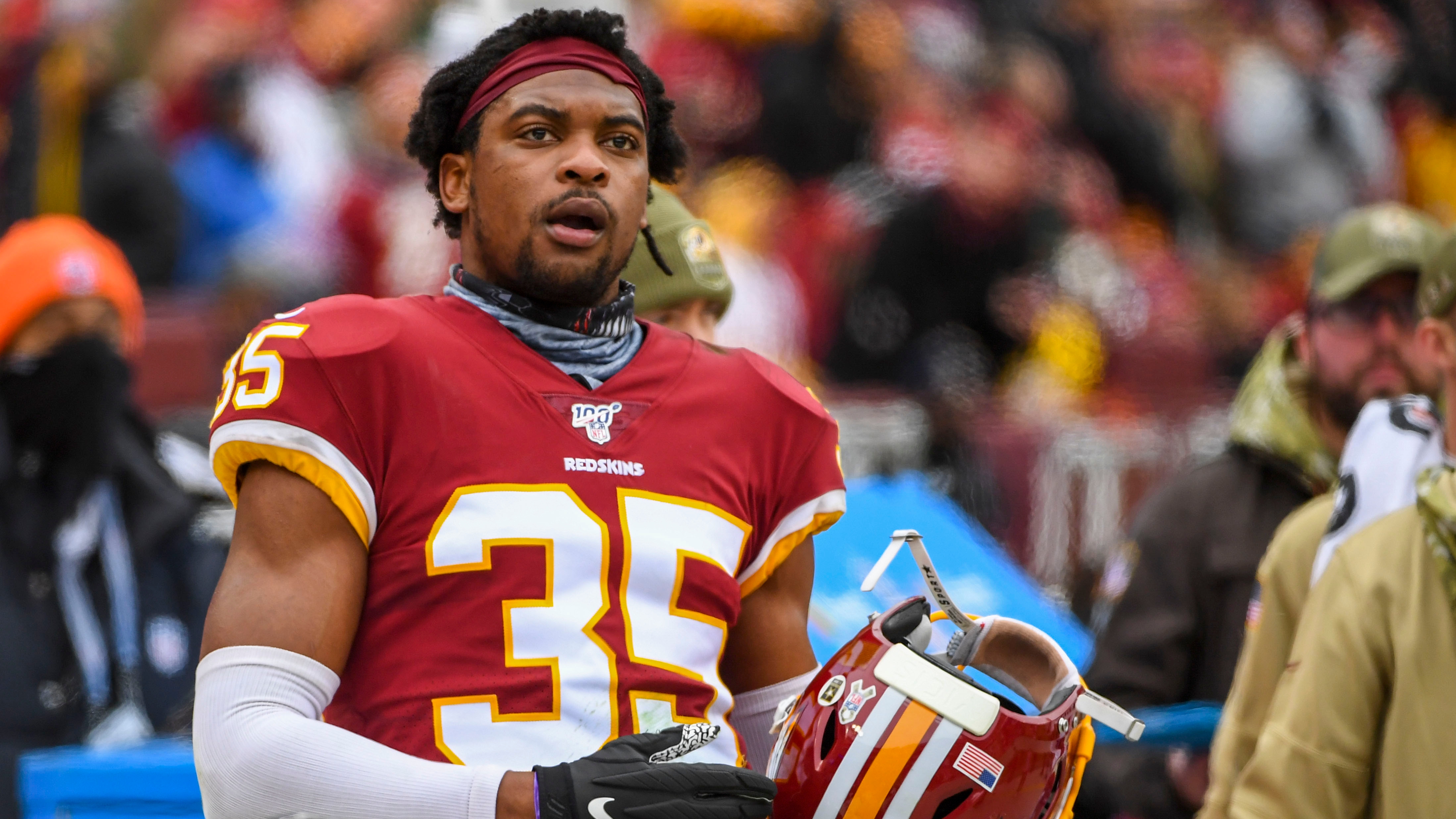 Washington Redskins free safety Montae Nicholson (left) chases New