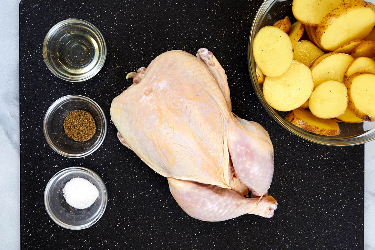 This roast chicken recipe is as easy as putting a baking sheet in the