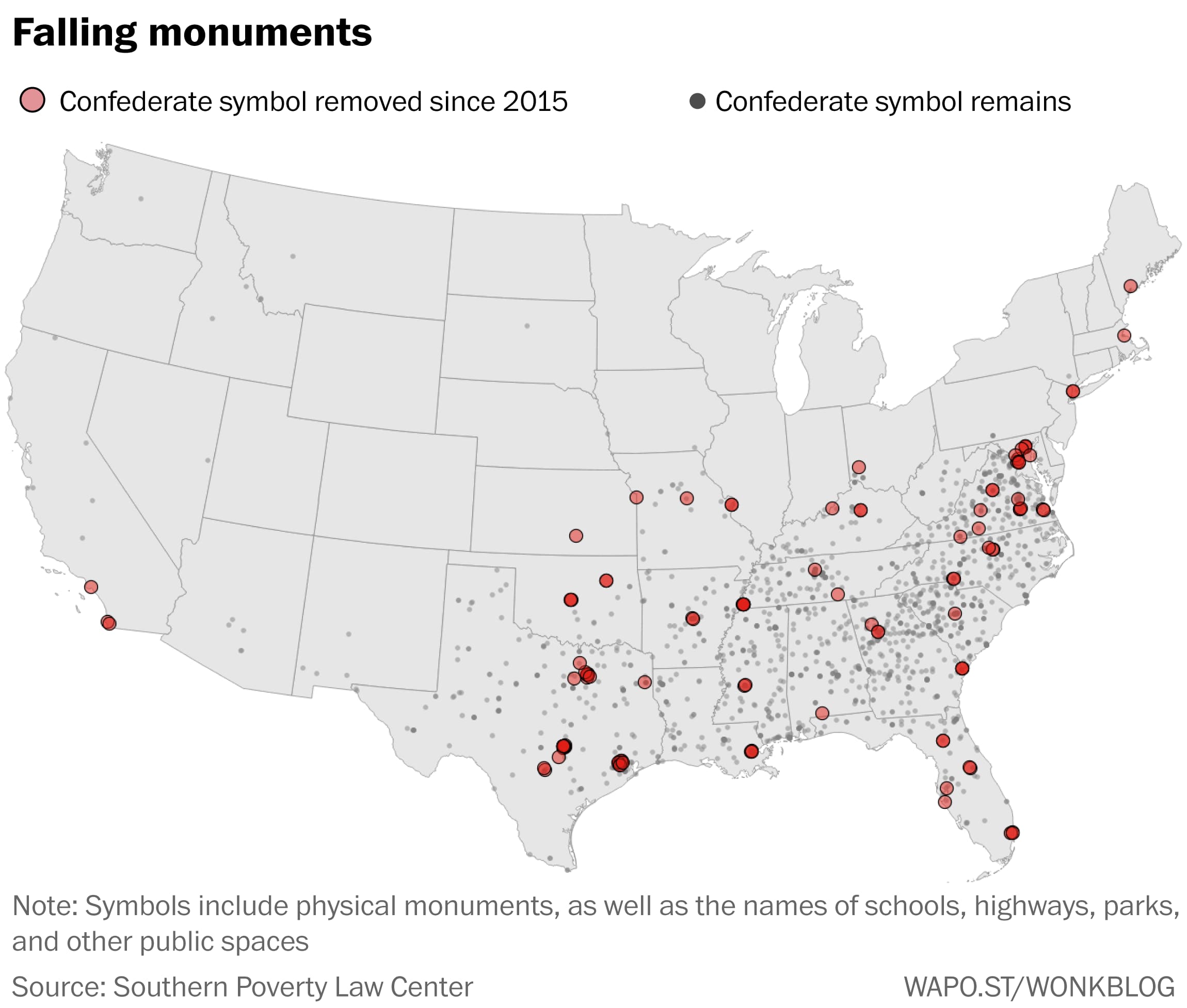 Chart Of Confederate Statues