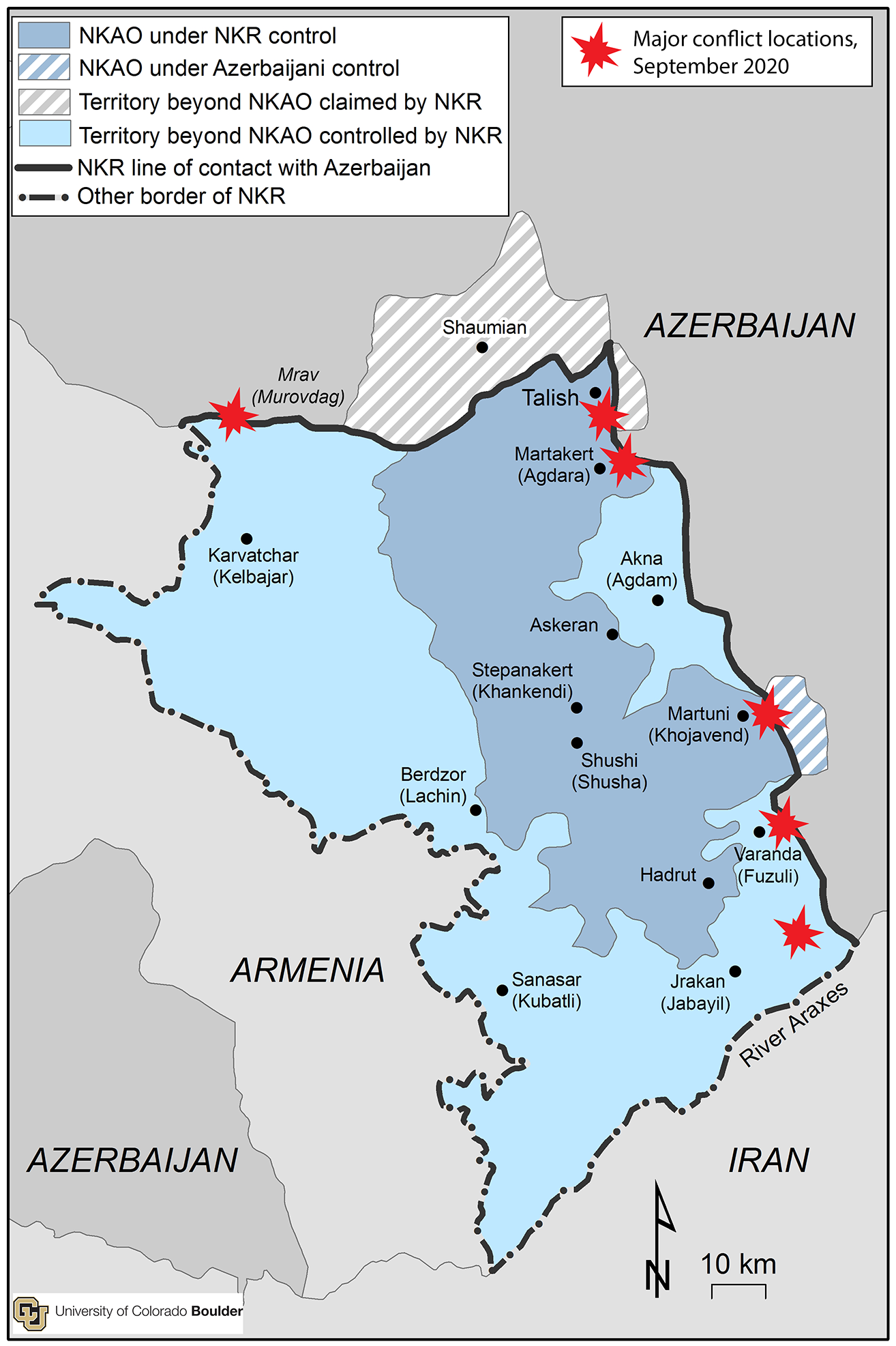 Armenia-Azerbaijan war: line of contact