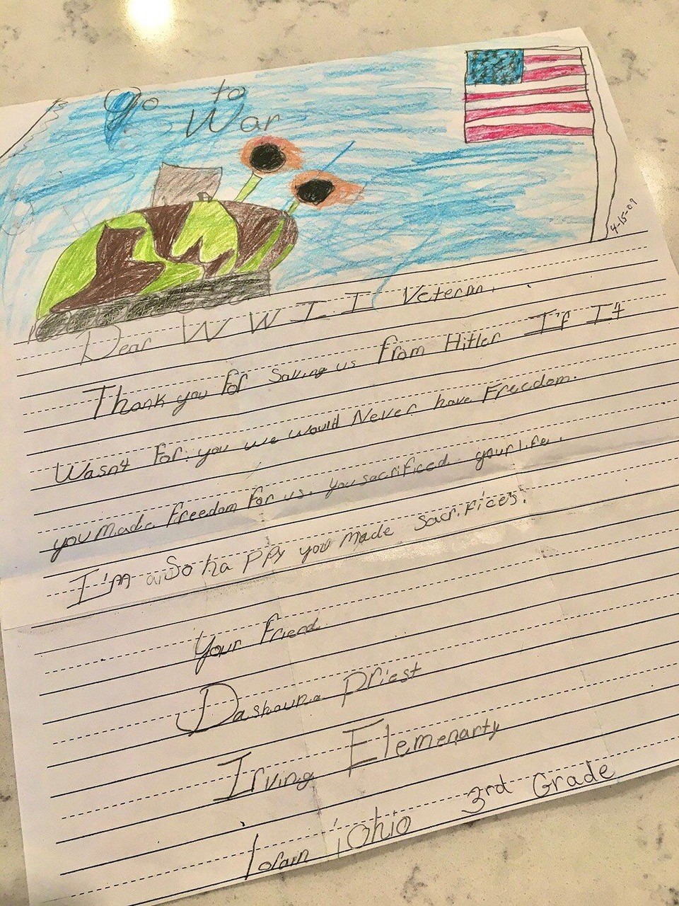 As a child, she wrote to a WWII vet. He carried the letter everywhere, and  12 years later, they finally met. - The Washington Post