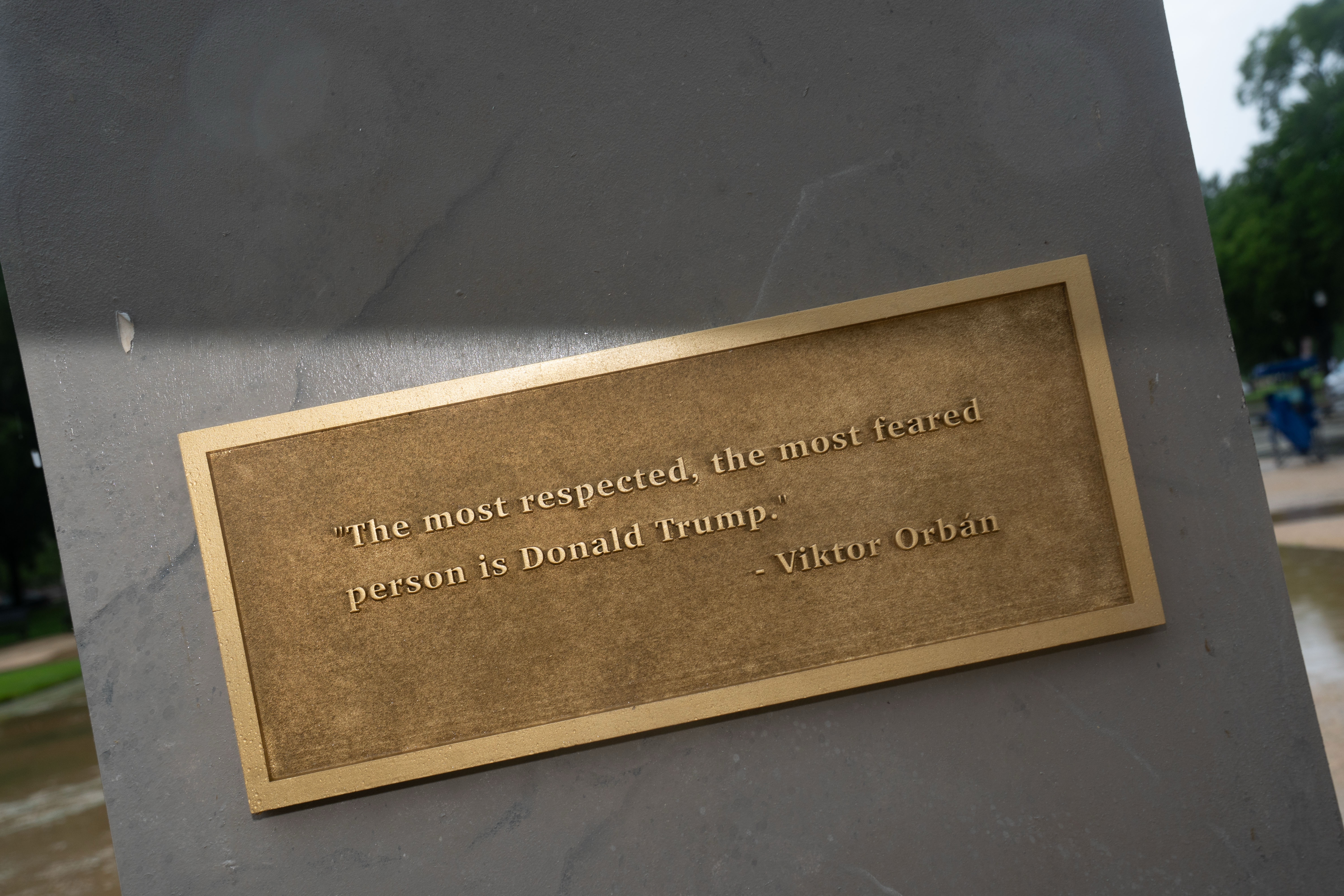 Eight-foot-tall 'Dictator Approved' sculpture appears on National