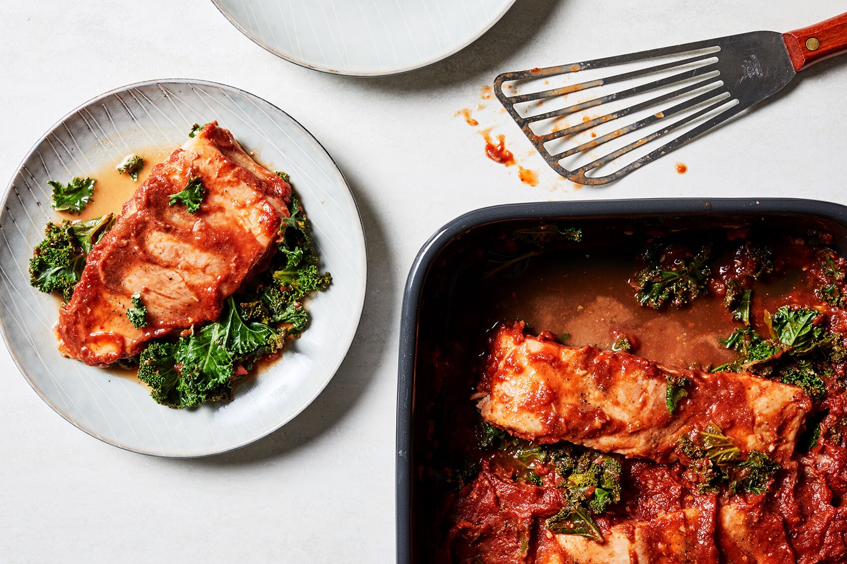 Baked Salmon and Kale in MoroccanSpiced Tomato Sauce Recipe The